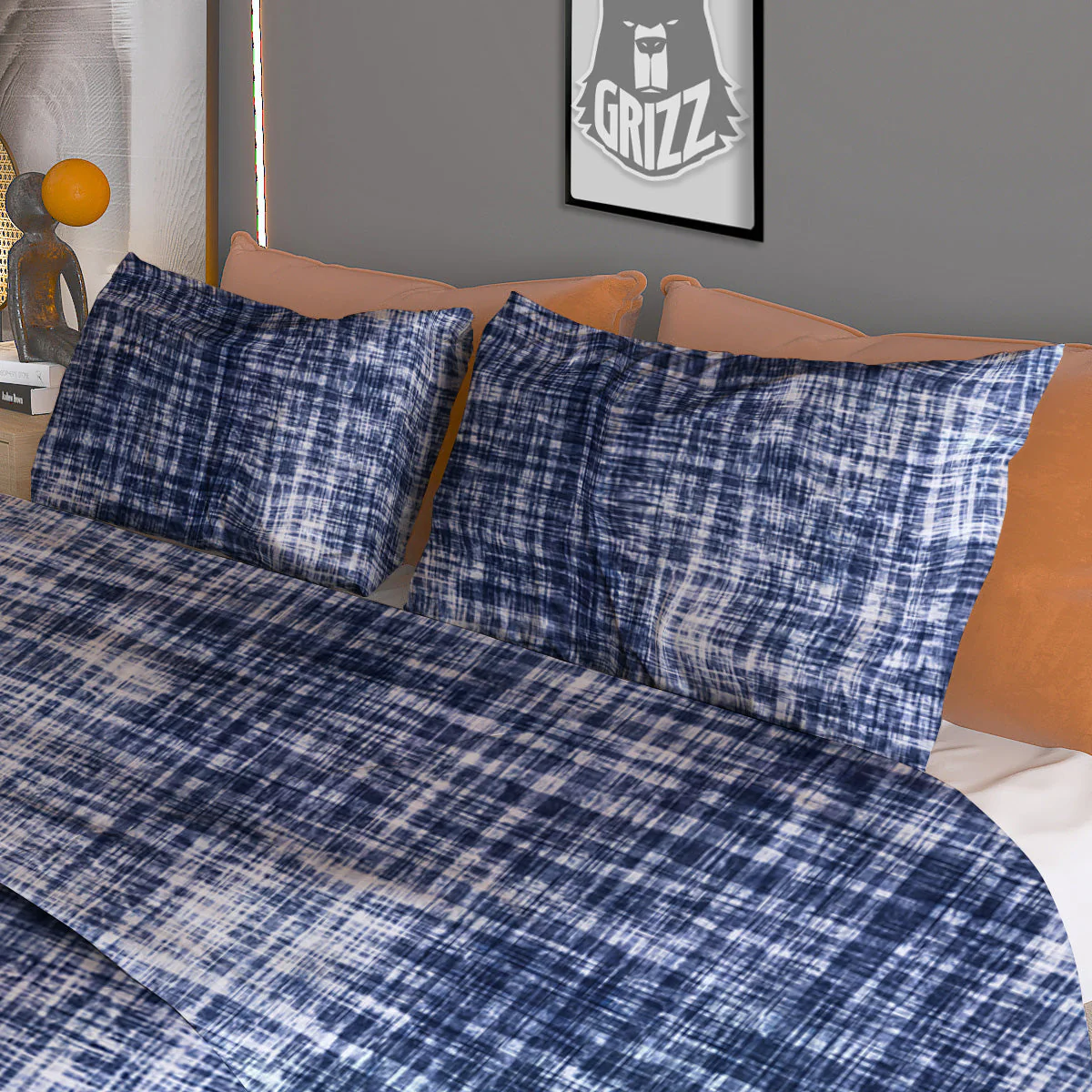 Blue Tie Dye Acid Wash Print Duvet Cover Bedding Set - Image 3