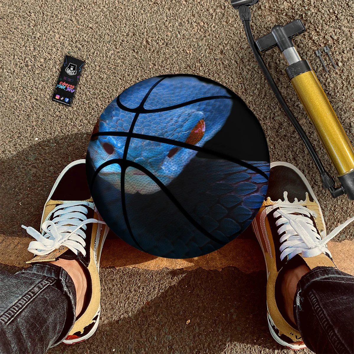 Blue Viper Snake Print Basketball - Image 2