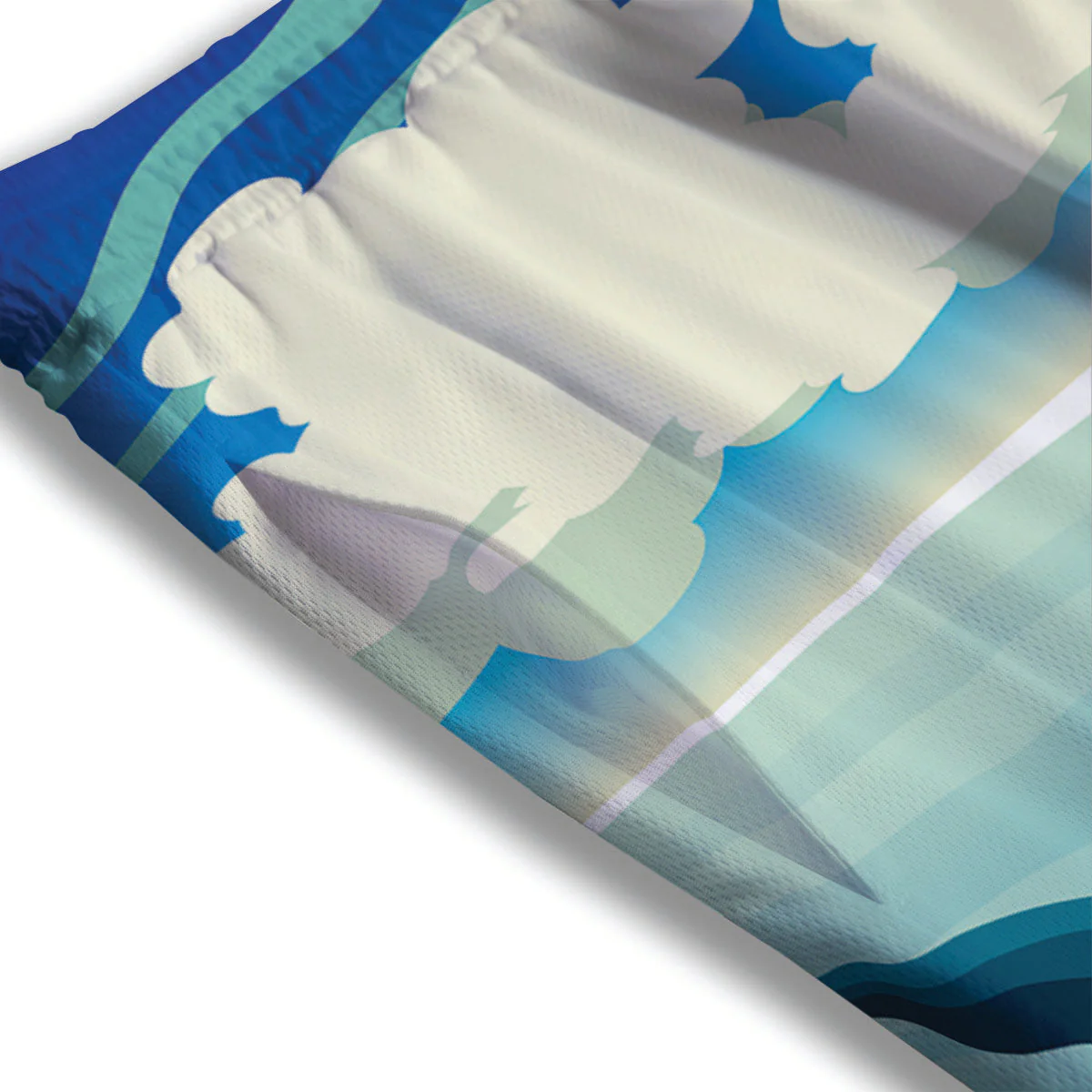 Blue Whale In Deep Sea Print Mesh Shorts - Image 3
