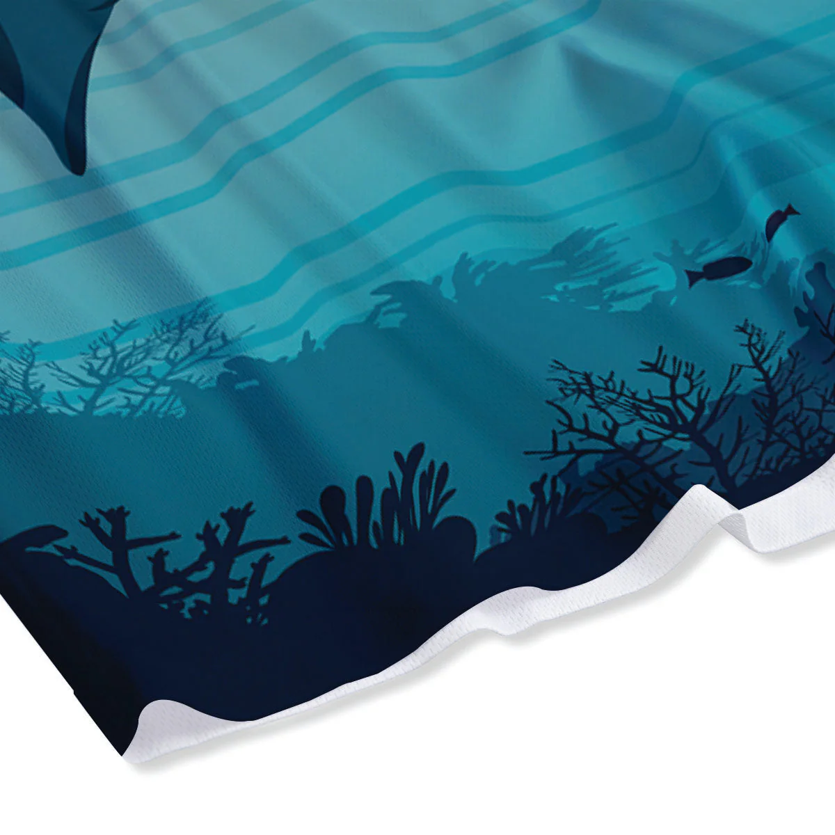 Blue Whale In Deep Sea Print Mesh Shorts - Image 4