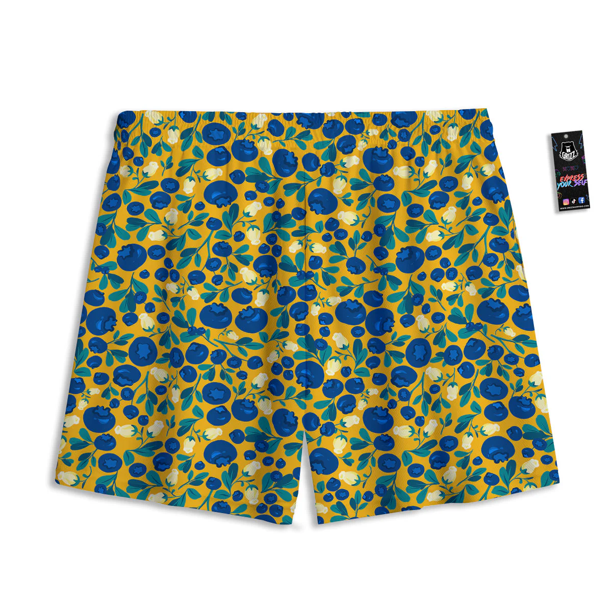 Blueberry Yellow Print Pattern Mesh Shorts - Image 2