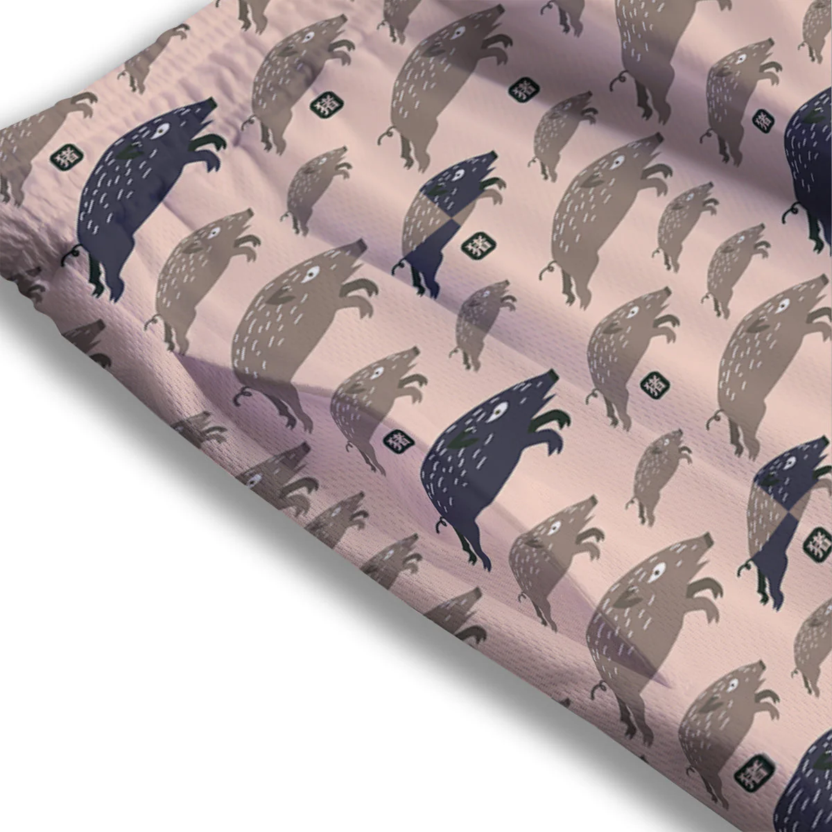 Boar Jumping Print Pattern Mesh Shorts - Image 3