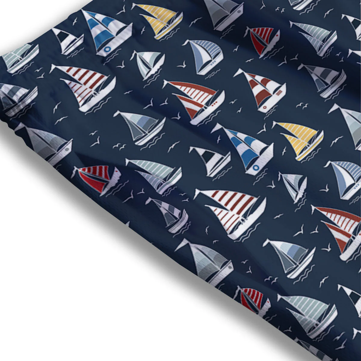 Boat On Sea Print Pattern Mesh Shorts - Image 3