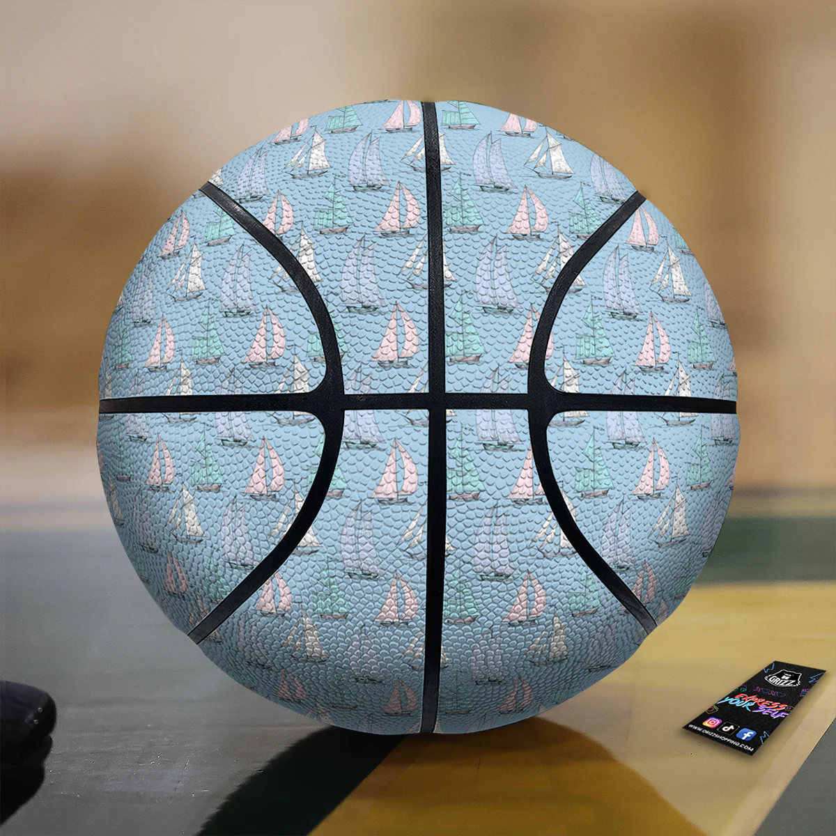 Boat Vintage Print Pattern Basketball