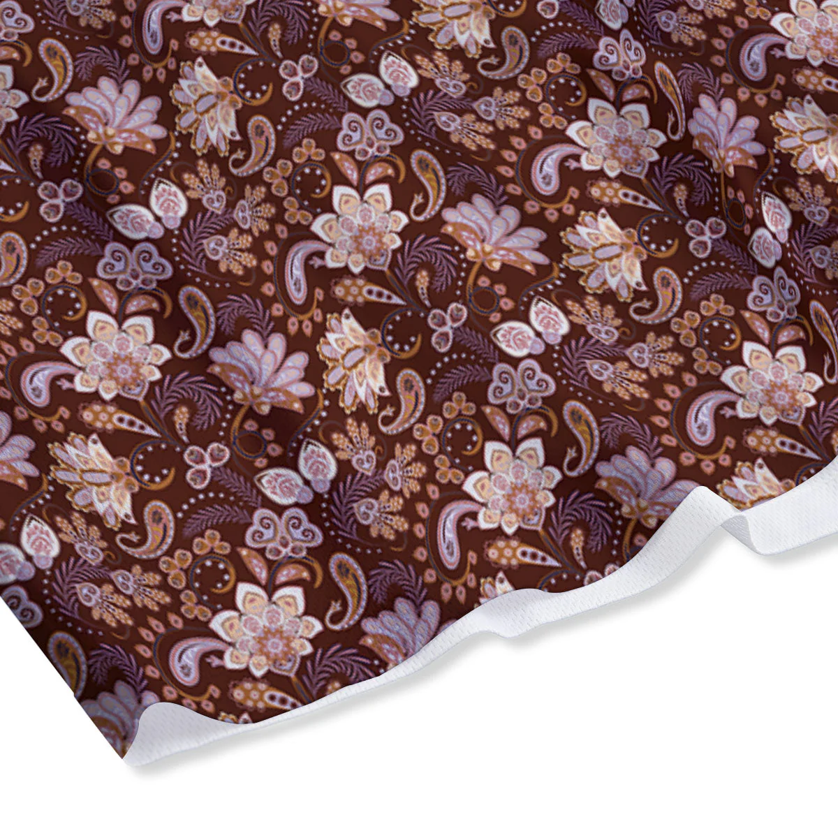 Bohemian Brown Floral Print Pattern Mesh Shorts - Image 4