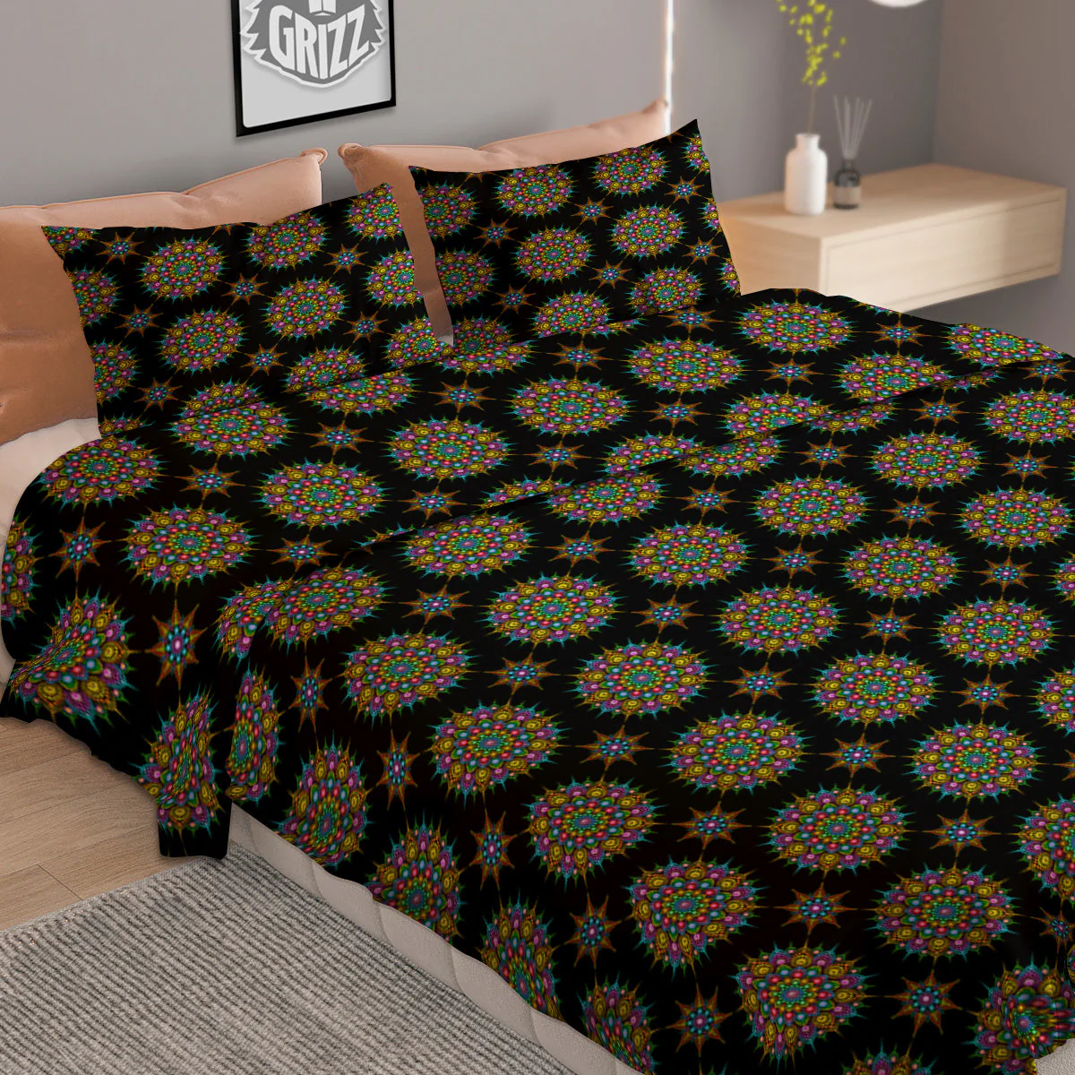 Bohemian Colorful Mandala Print Pattern Duvet Cover Bedding Set - Image 2