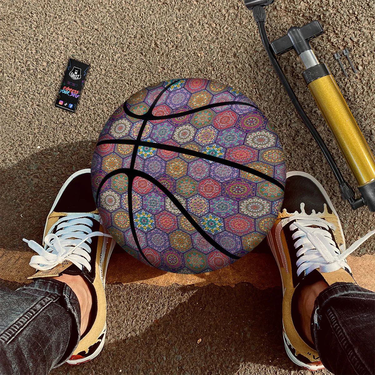 Bohemian Ethnic Mandala Print Pattern Basketball - Image 2