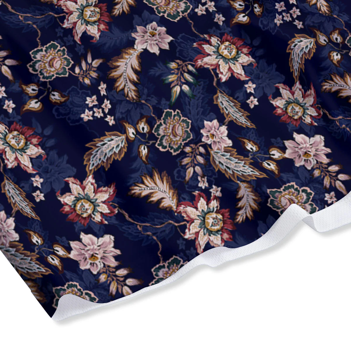 Bohemian Floral Blue Vintage Print Mesh Shorts - Image 4