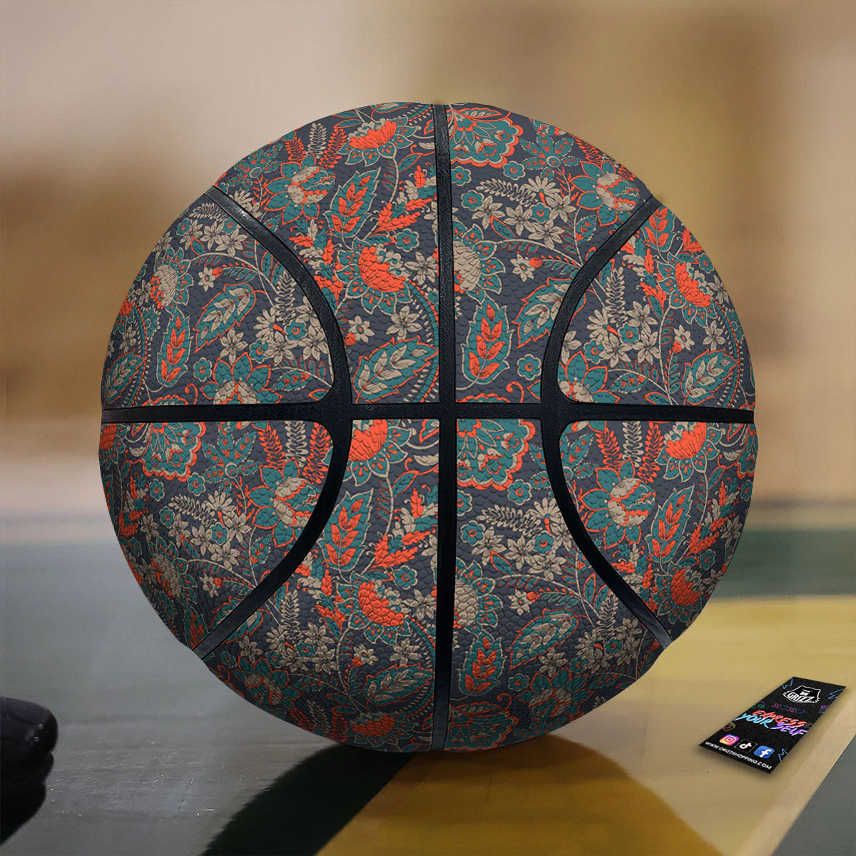 Bohemian Floral Retro Vintage Print Pattern Basketball