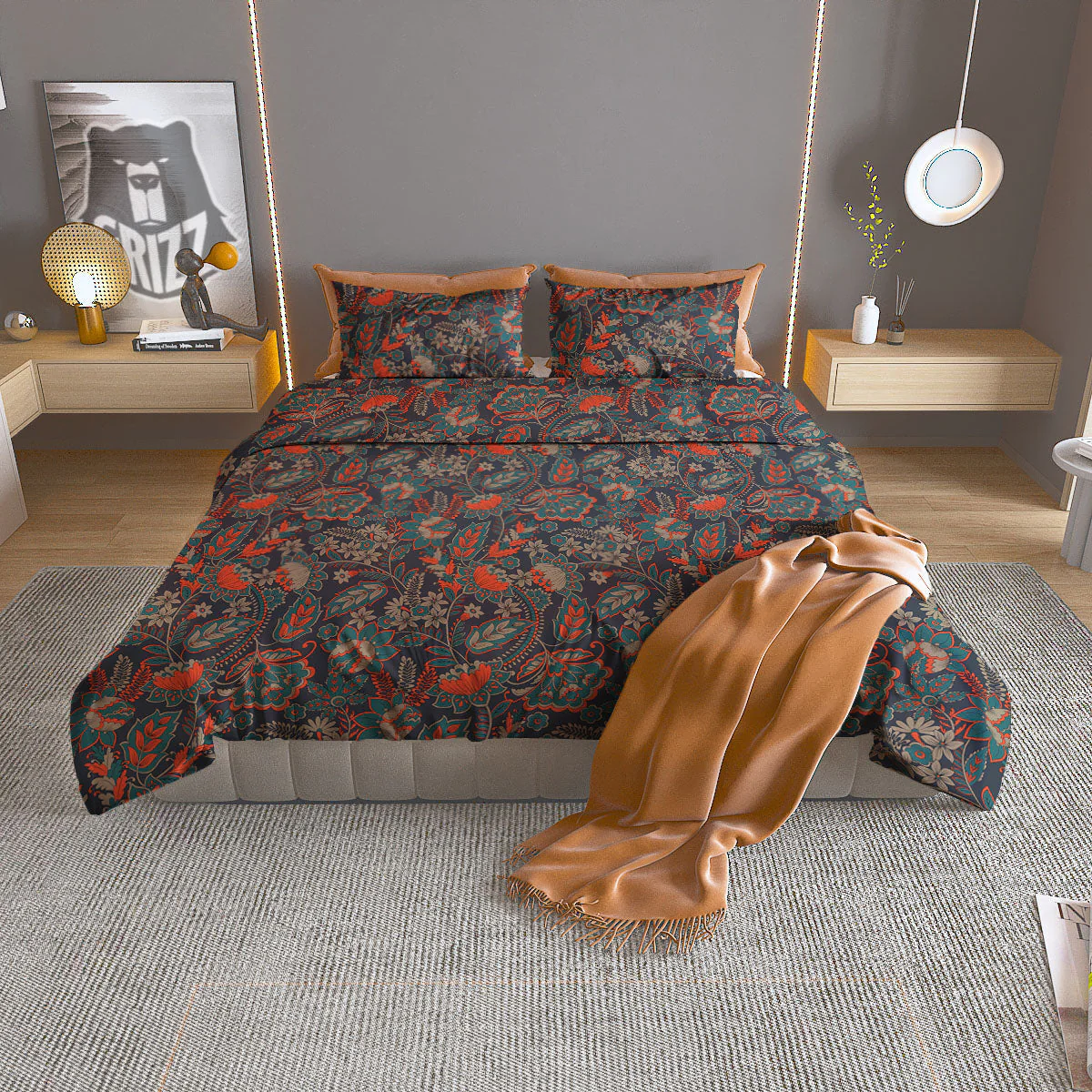 Bohemian Floral Retro Vintage Print Pattern Duvet Cover Bedding Set