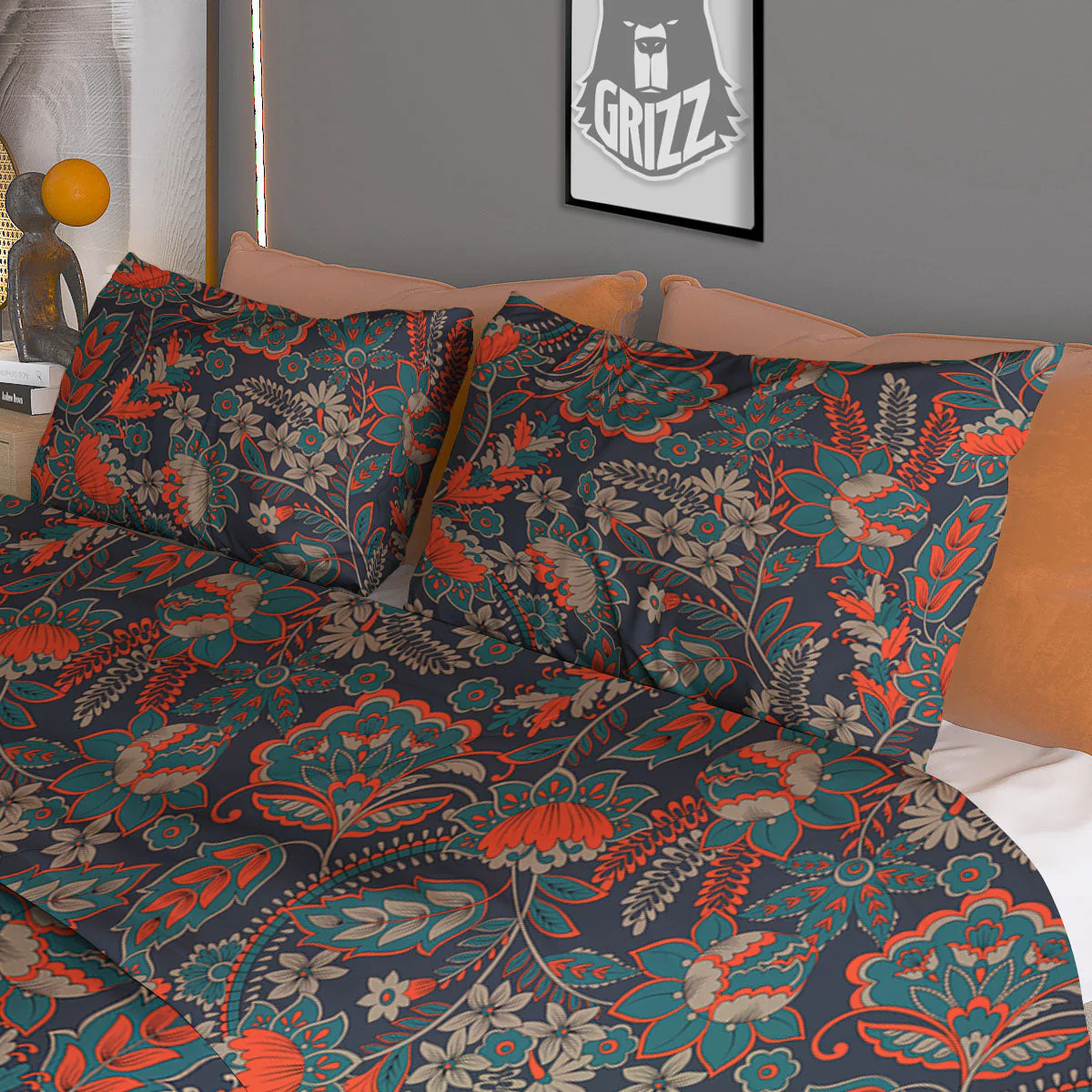 Bohemian Floral Retro Vintage Print Pattern Duvet Cover Bedding Set - Image 3