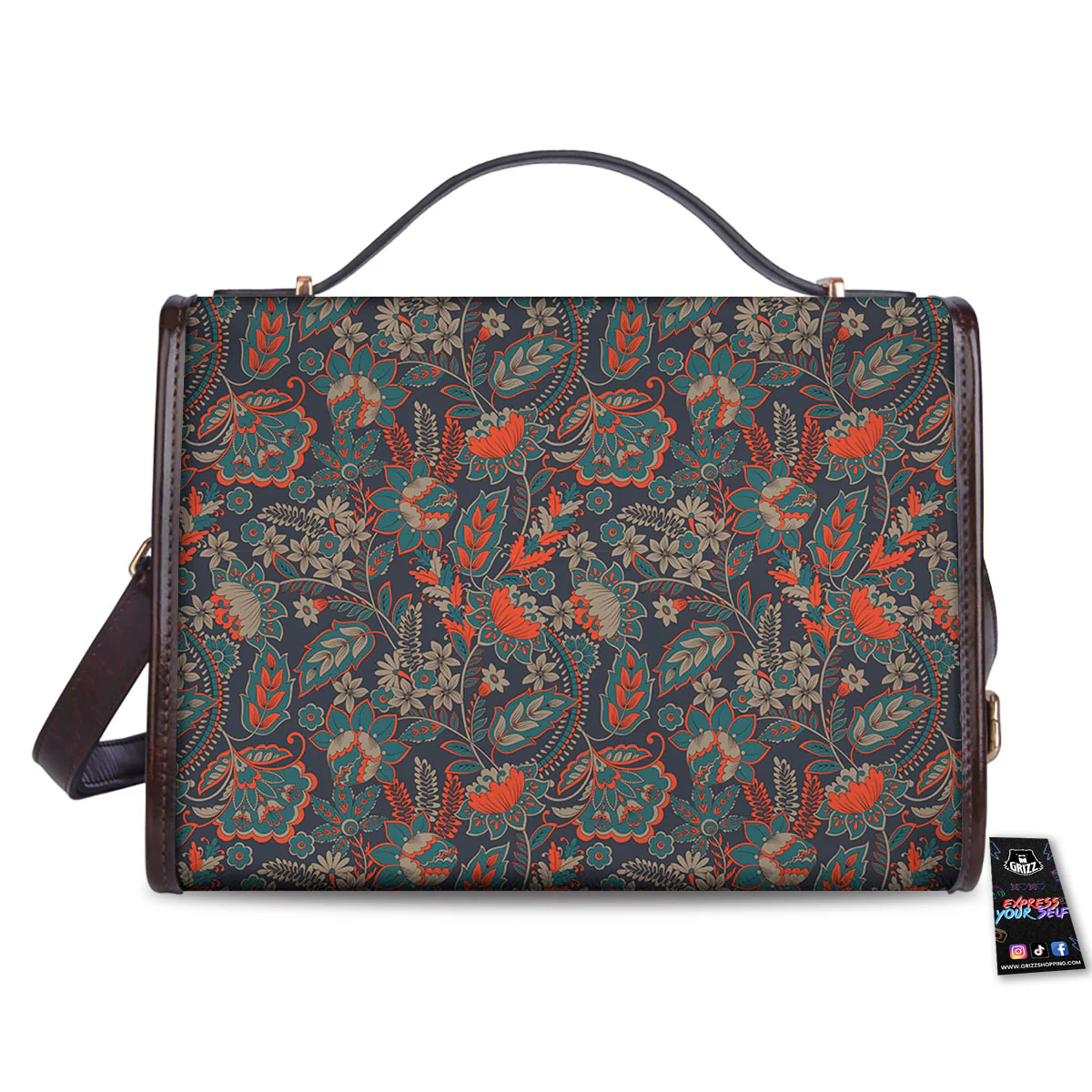Bohemian Floral Retro Vintage Print Pattern Women's Satchel Bag - Image 2