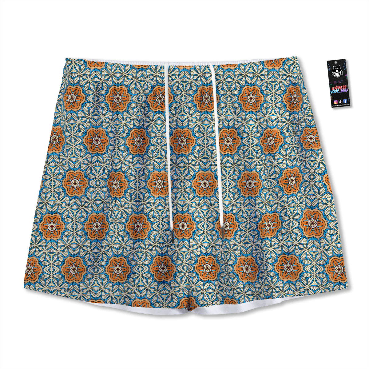 Bohemian Mandala Floral Print Pattern Mesh Shorts