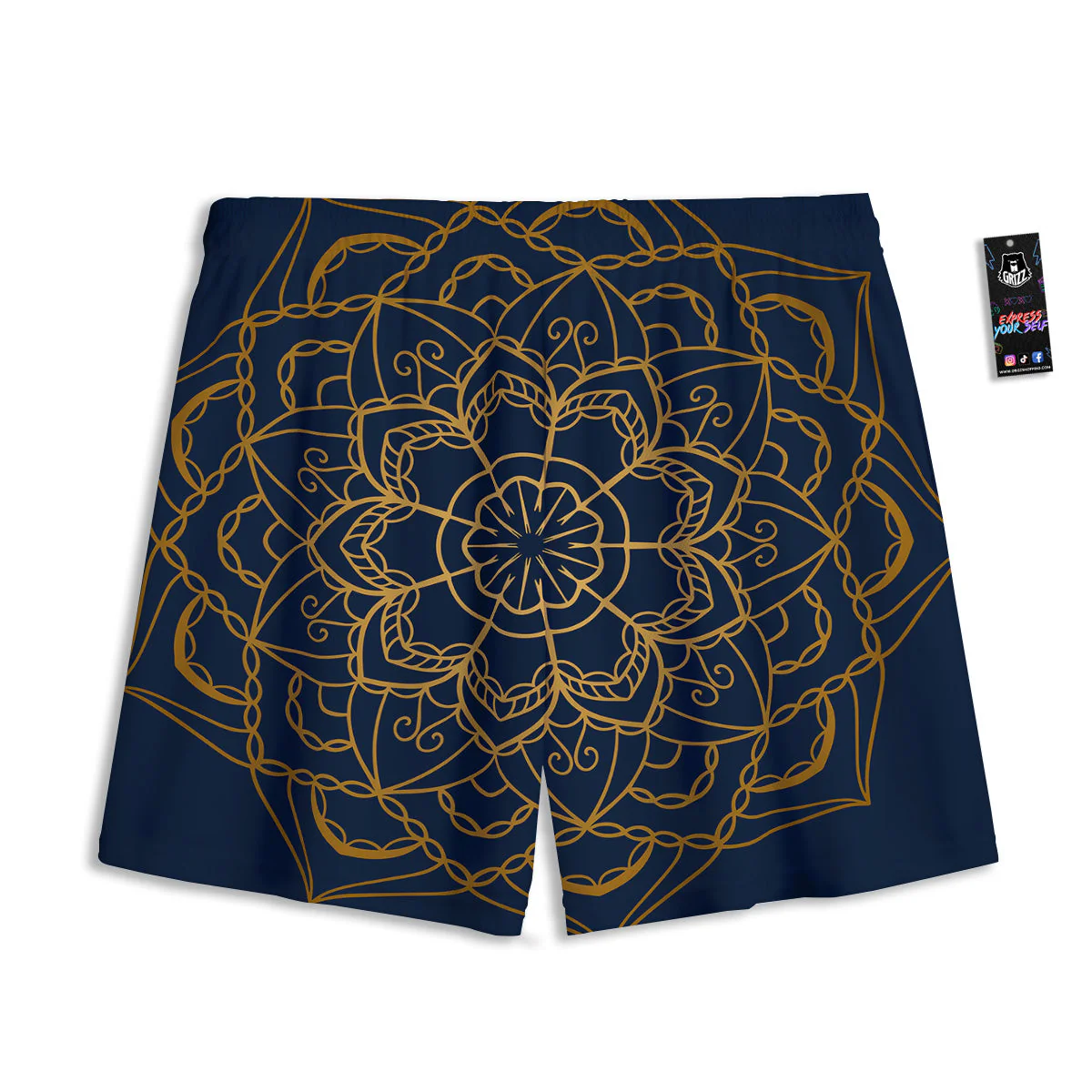Bohemian Mandala Gold And Blue Print Mesh Shorts - Image 2