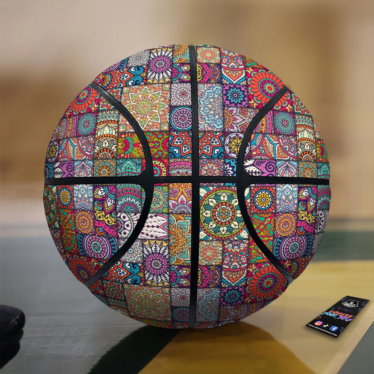 Bohemian Mandala Tile Print Pattern Basketball