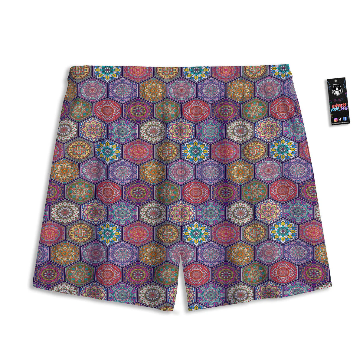 Bohemian Oriental Mandala Print Pattern Mesh Shorts - Image 2