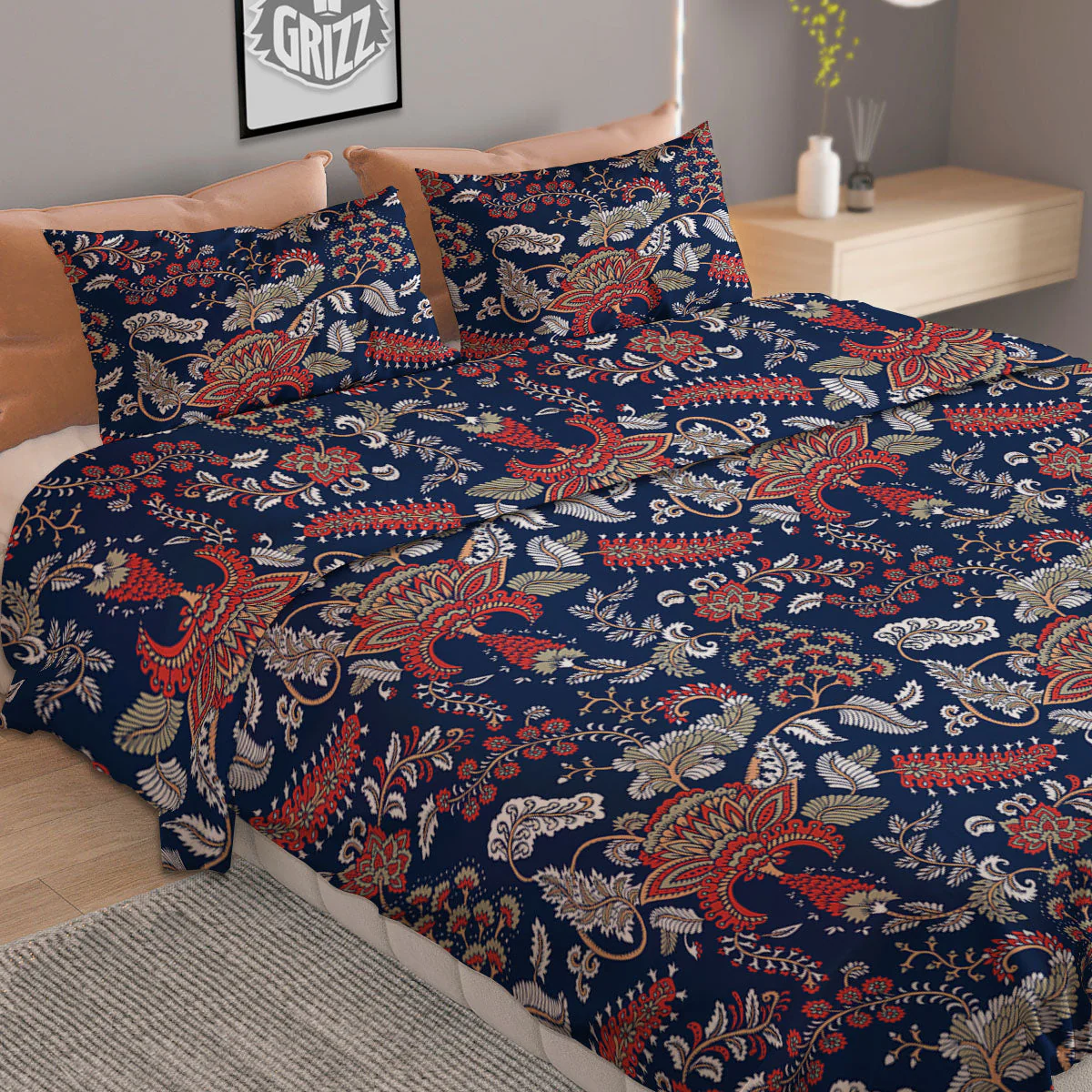 Bohemian Paisley Floral Print Pattern Duvet Cover Bedding Set - Image 2