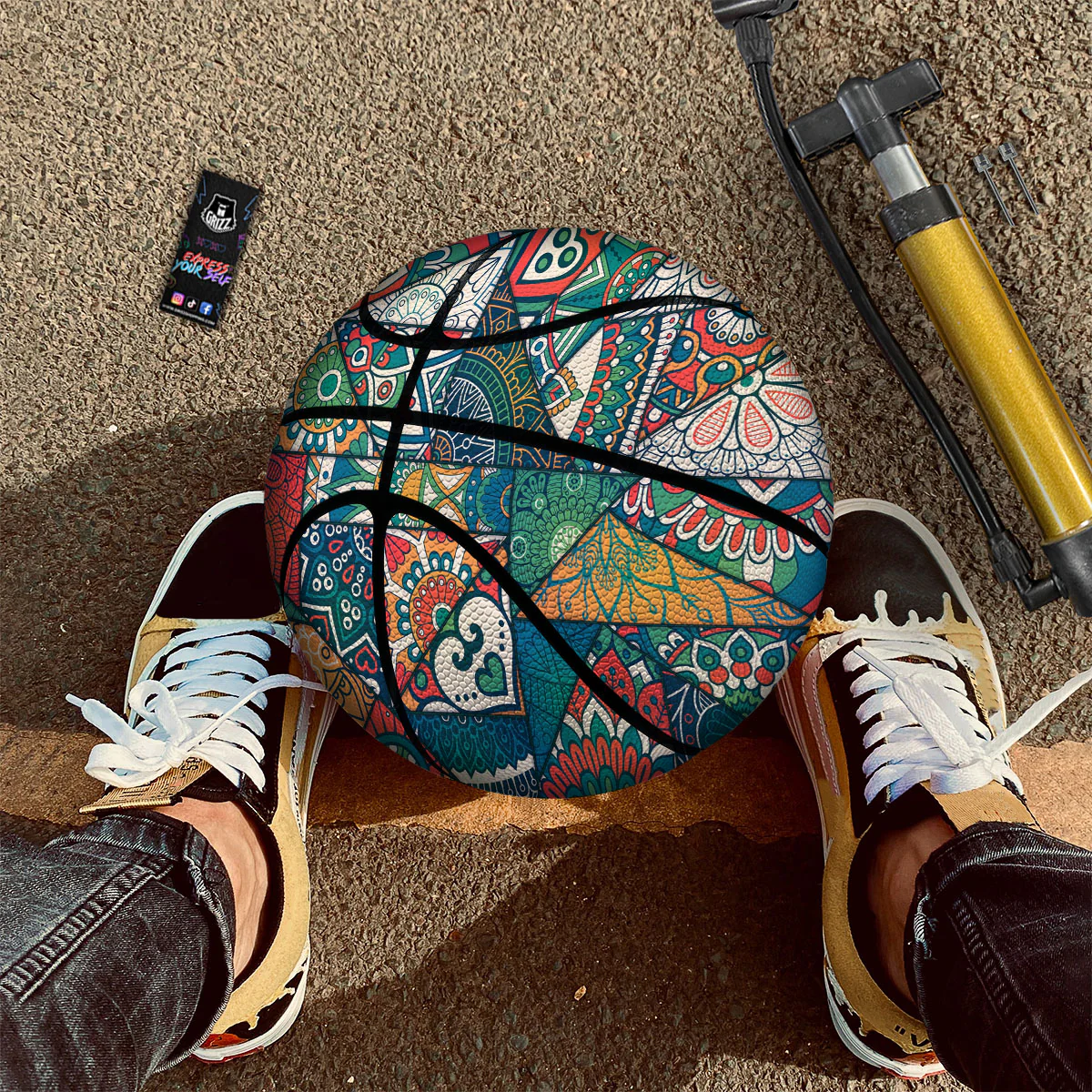 Bohemian Patchwork Mandala Print Pattern Basketball - Image 2