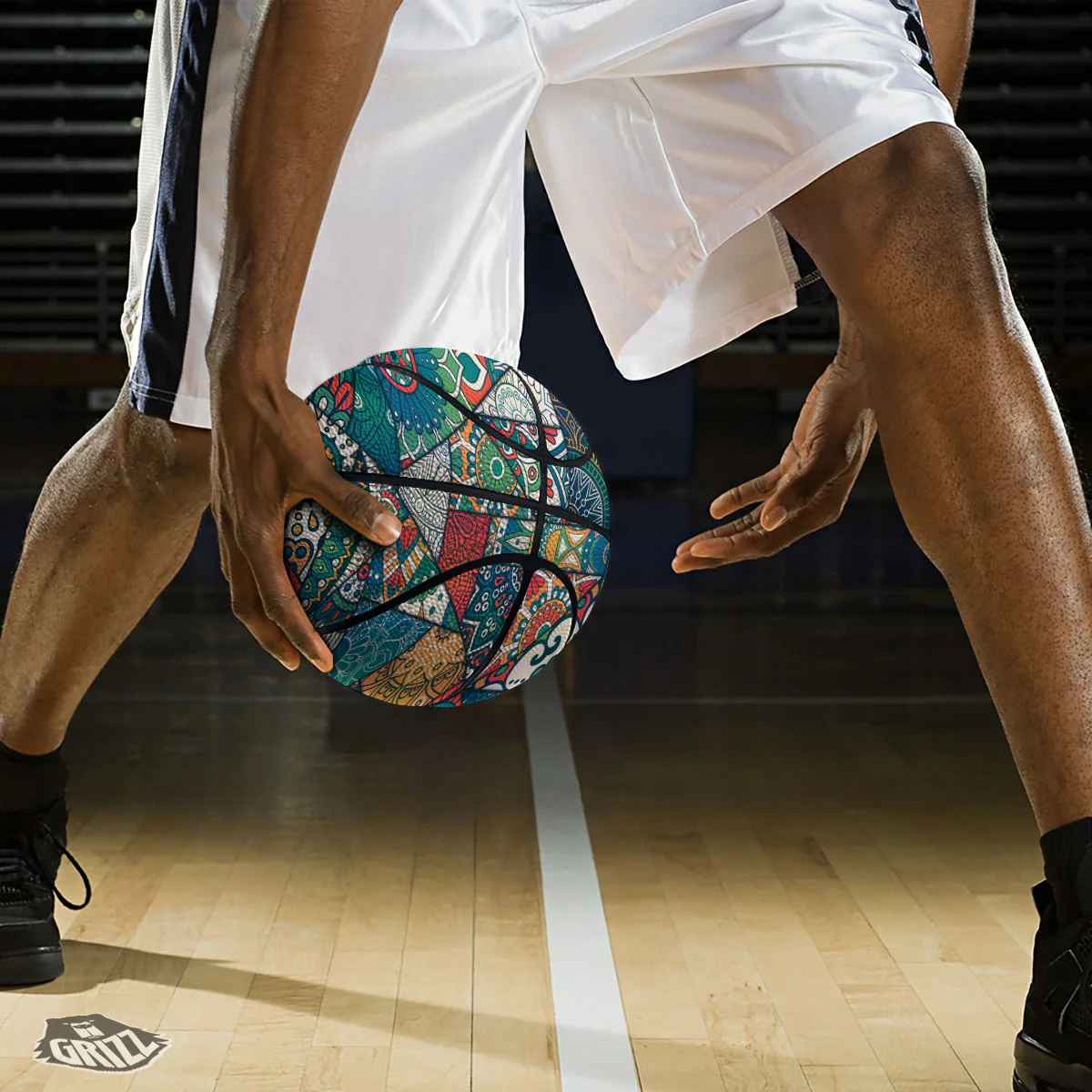 Bohemian Patchwork Mandala Print Pattern Basketball - Image 3