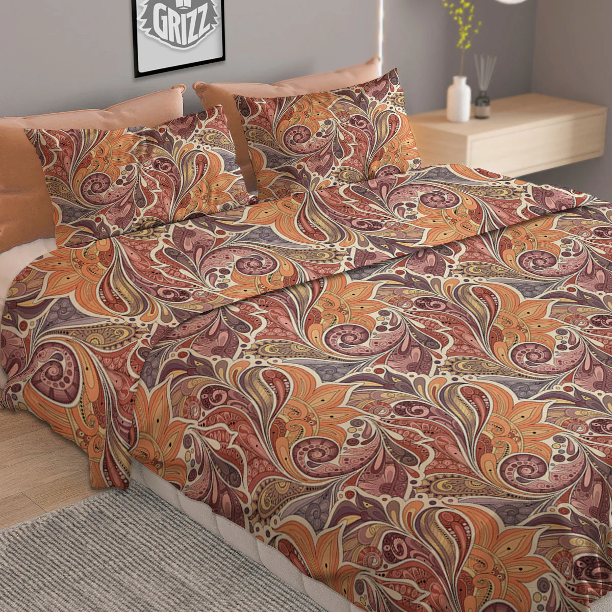 Bohemian Pigeon Floral Print Pattern Duvet Cover Bedding Set - Image 2