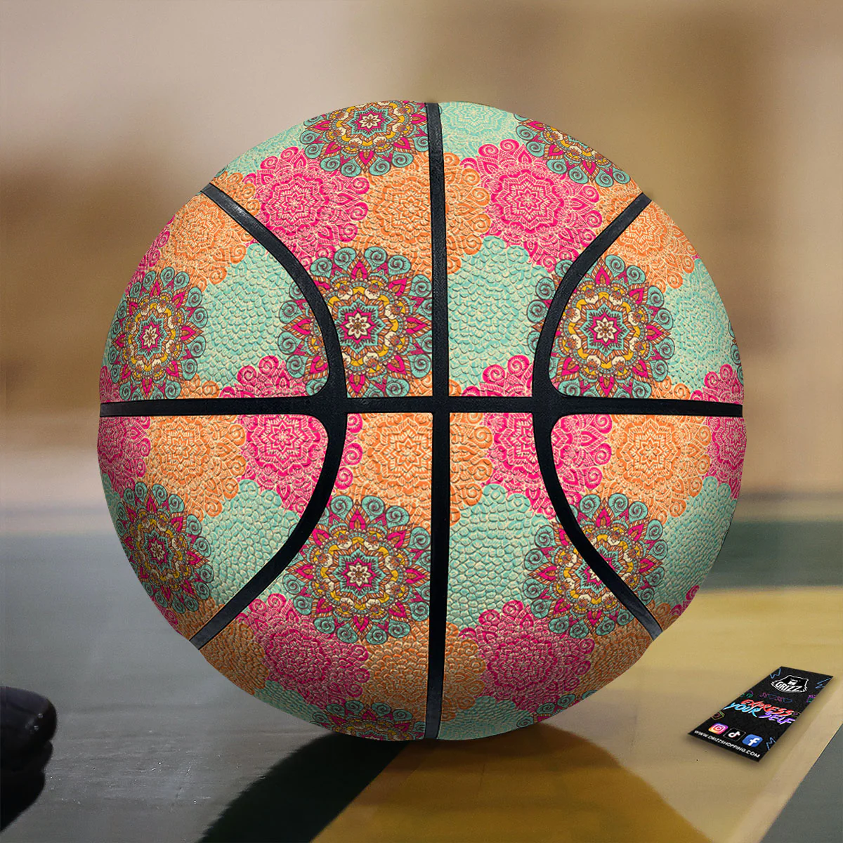 Bohemian Sangria Mandala Print Pattern Basketball