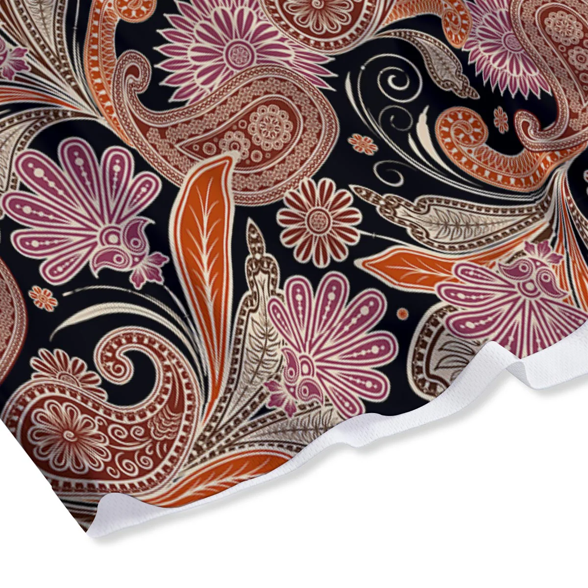 Bohemian Tangerine Floral Print Pattern Mesh Shorts - Image 4