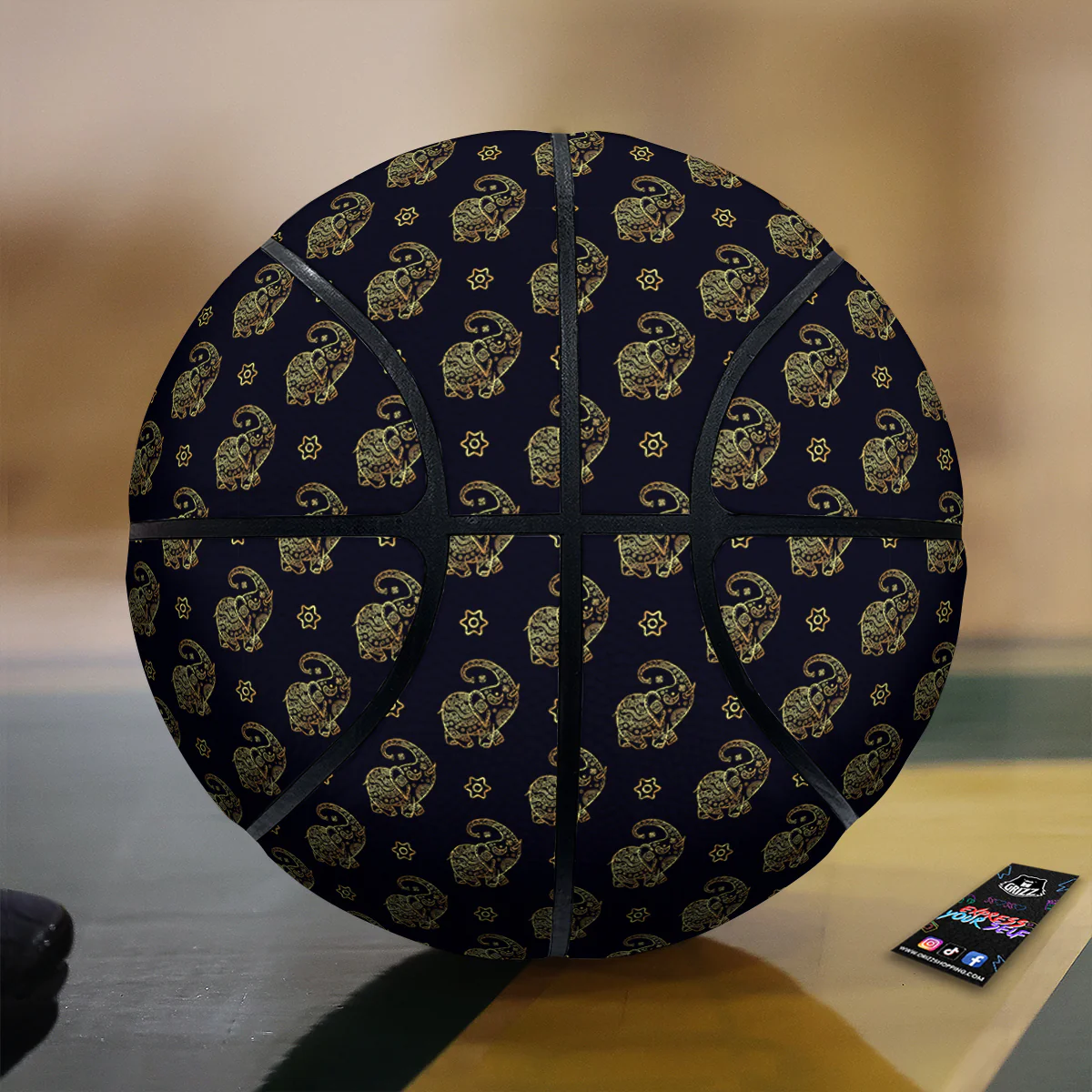 Boho Elephant Gold Cute Print Pattern Basketball
