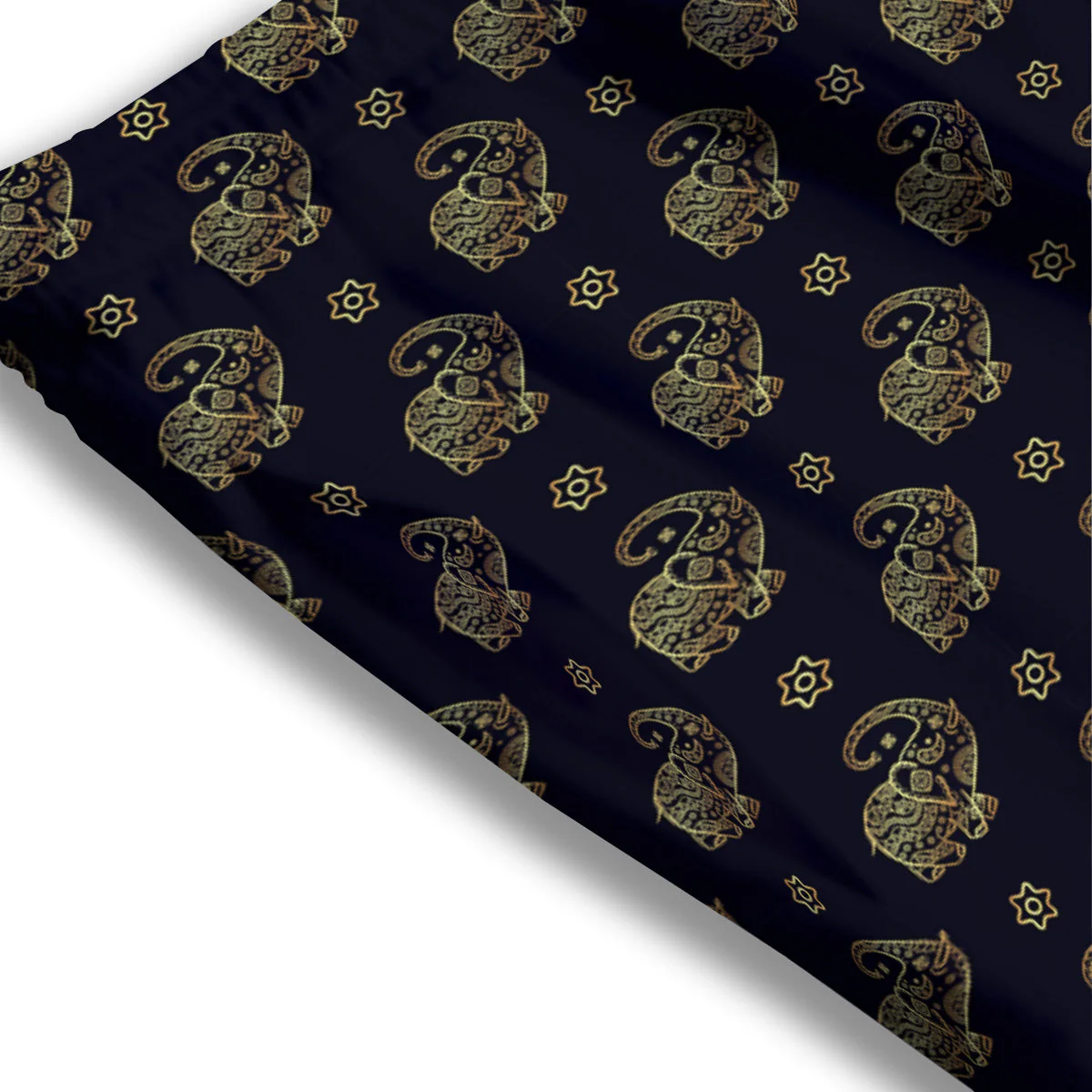 Boho Elephant Gold Cute Print Pattern Mesh Shorts - Image 3