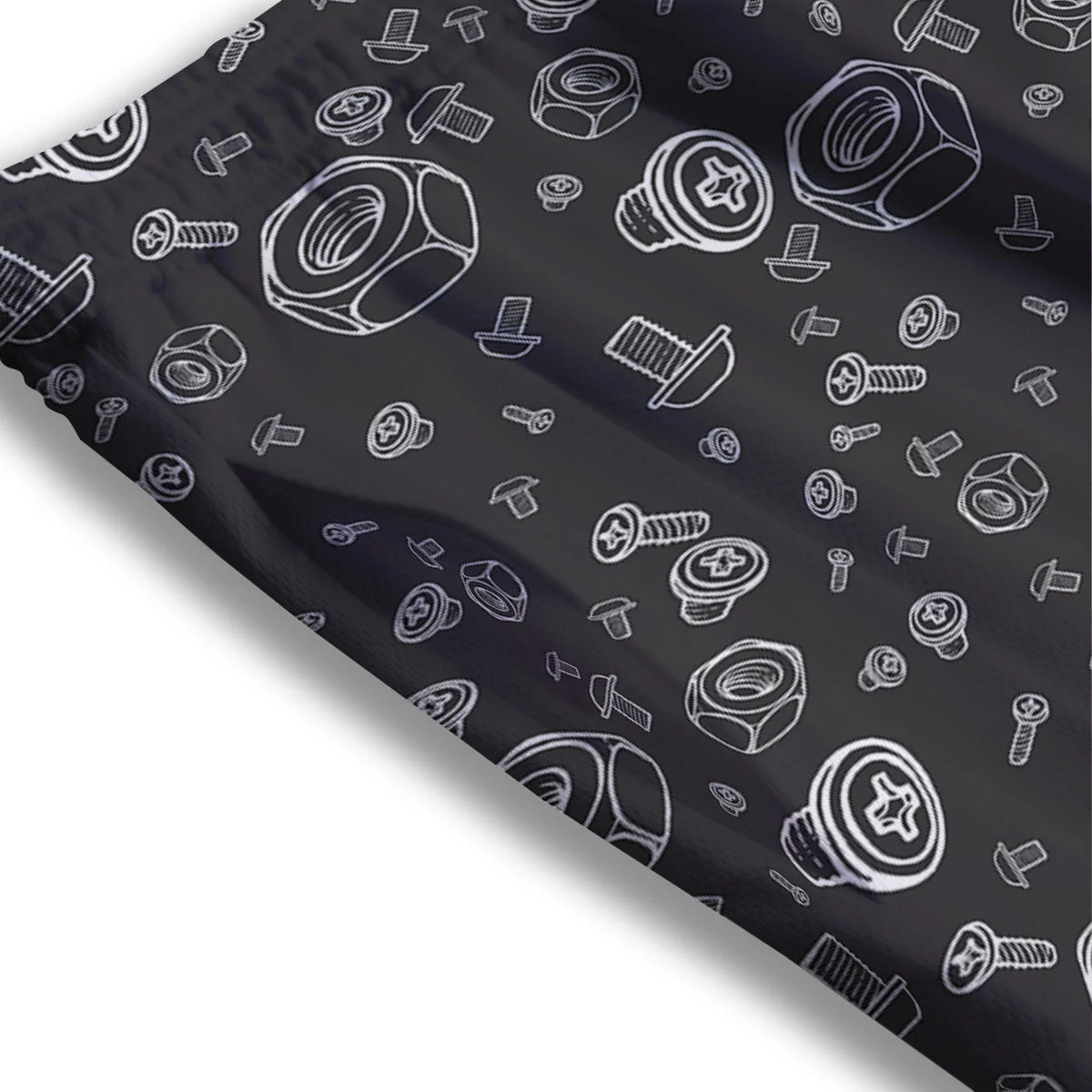 Bolts and Mechanic Nuts Print Pattern Mesh Shorts - Image 3