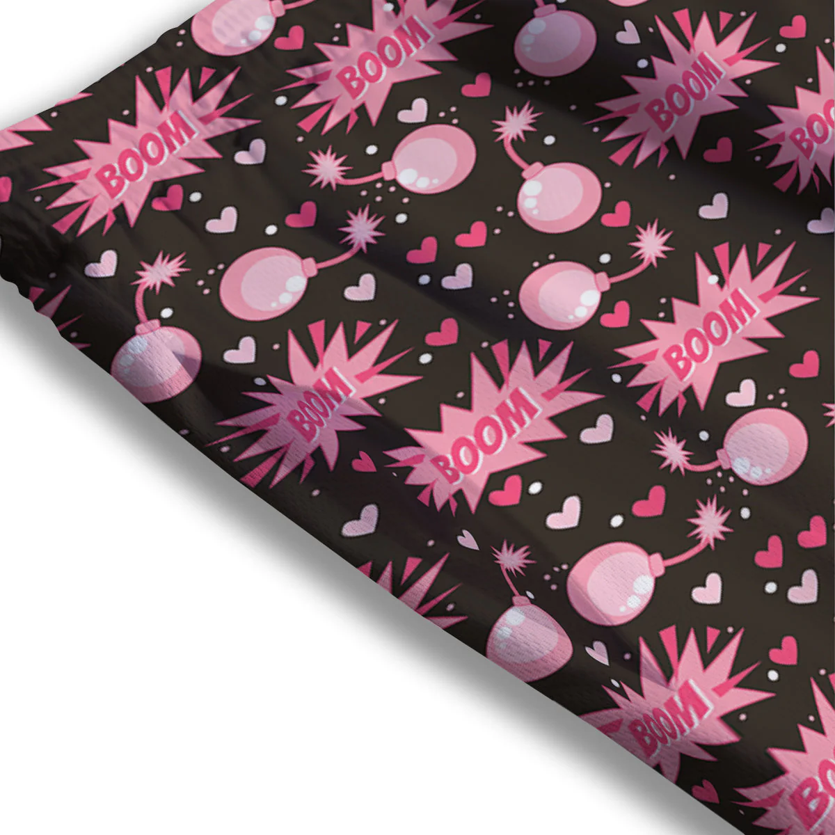 Bomb Boom Pink And Heart Print Pattern Mesh Shorts - Image 3
