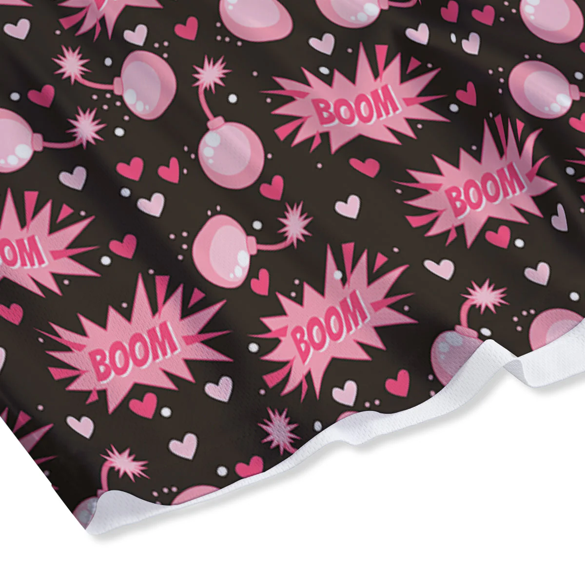 Bomb Boom Pink And Heart Print Pattern Mesh Shorts - Image 4