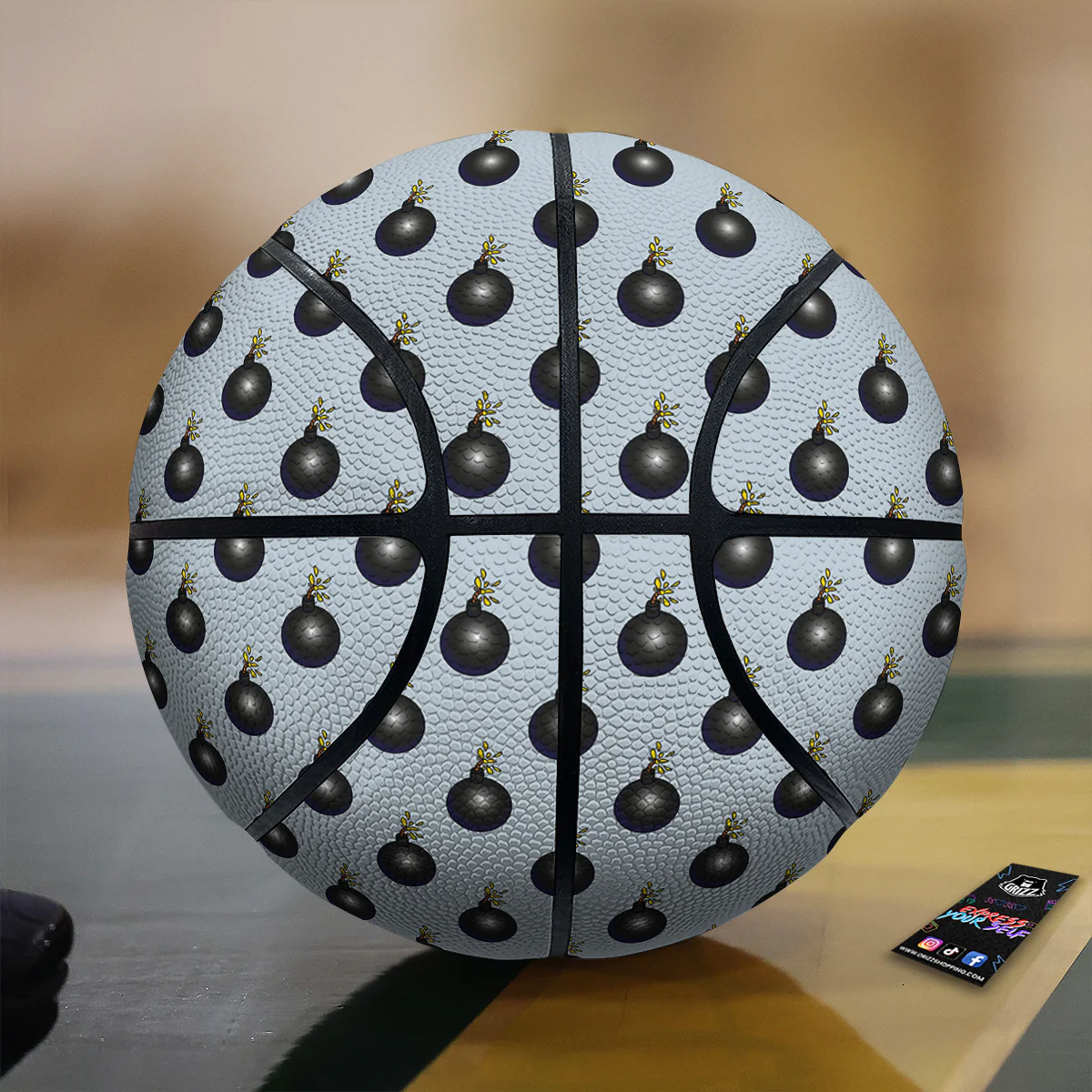 Bomb Vintage Print Pattern Basketball