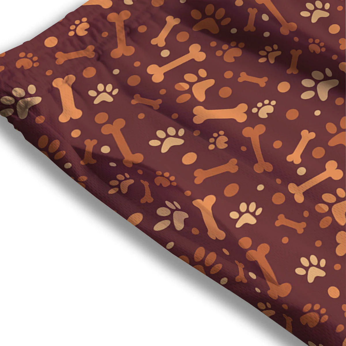 Bone And Brown Paw Print Pattern Mesh Shorts - Image 3