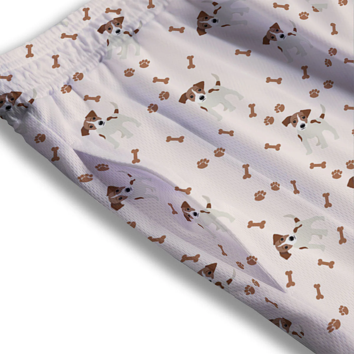 Bone And Jack Russell Terrier Print Pattern Mesh Shorts - Image 3