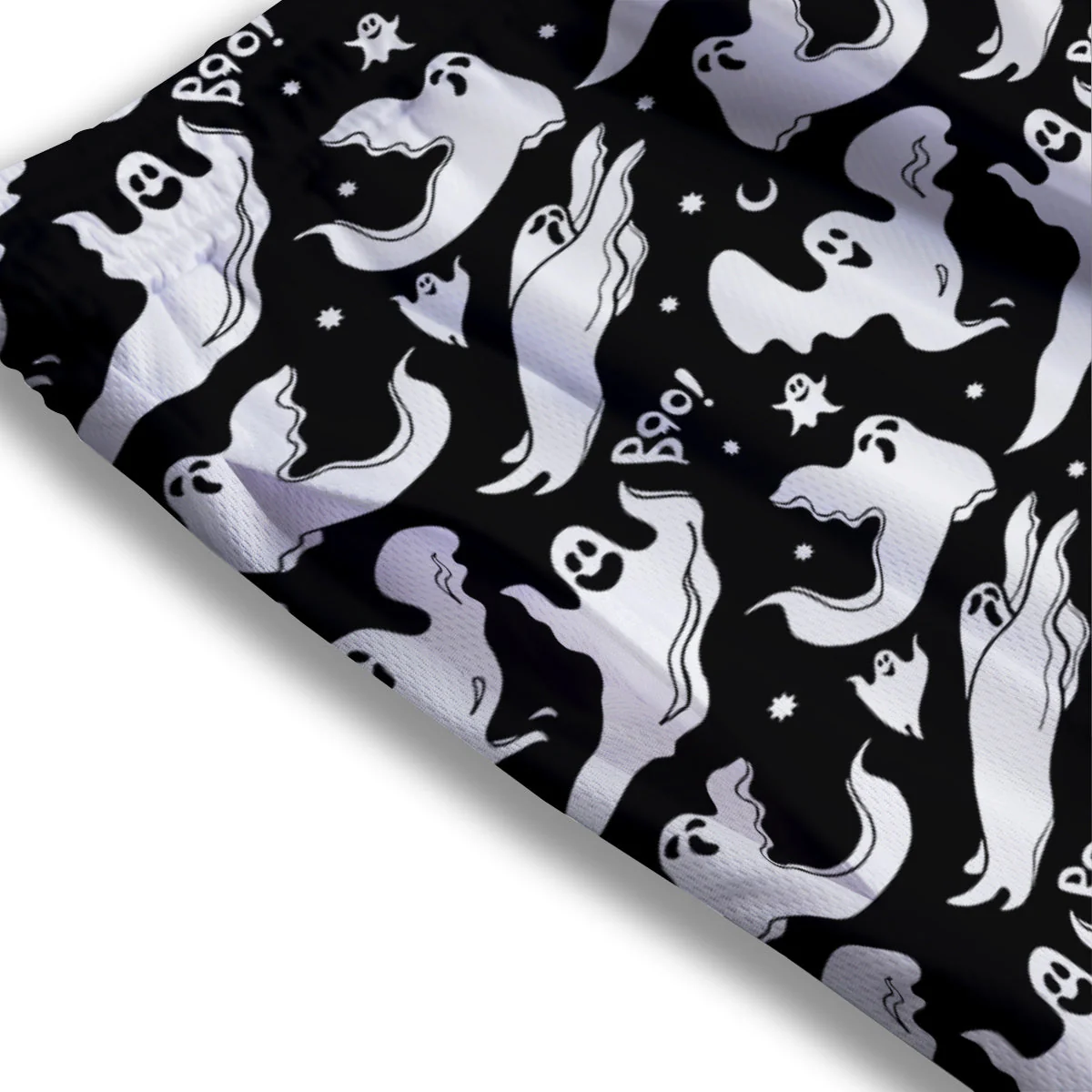 Boo Scary Ghost Print Pattern Mesh Shorts - Image 3