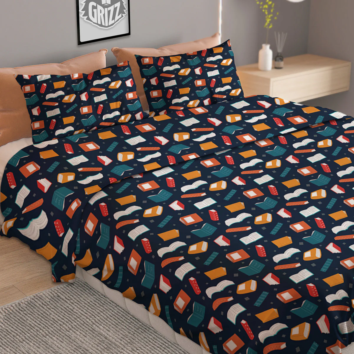Books Colorful Print Pattern Duvet Cover Bedding Set - Image 2