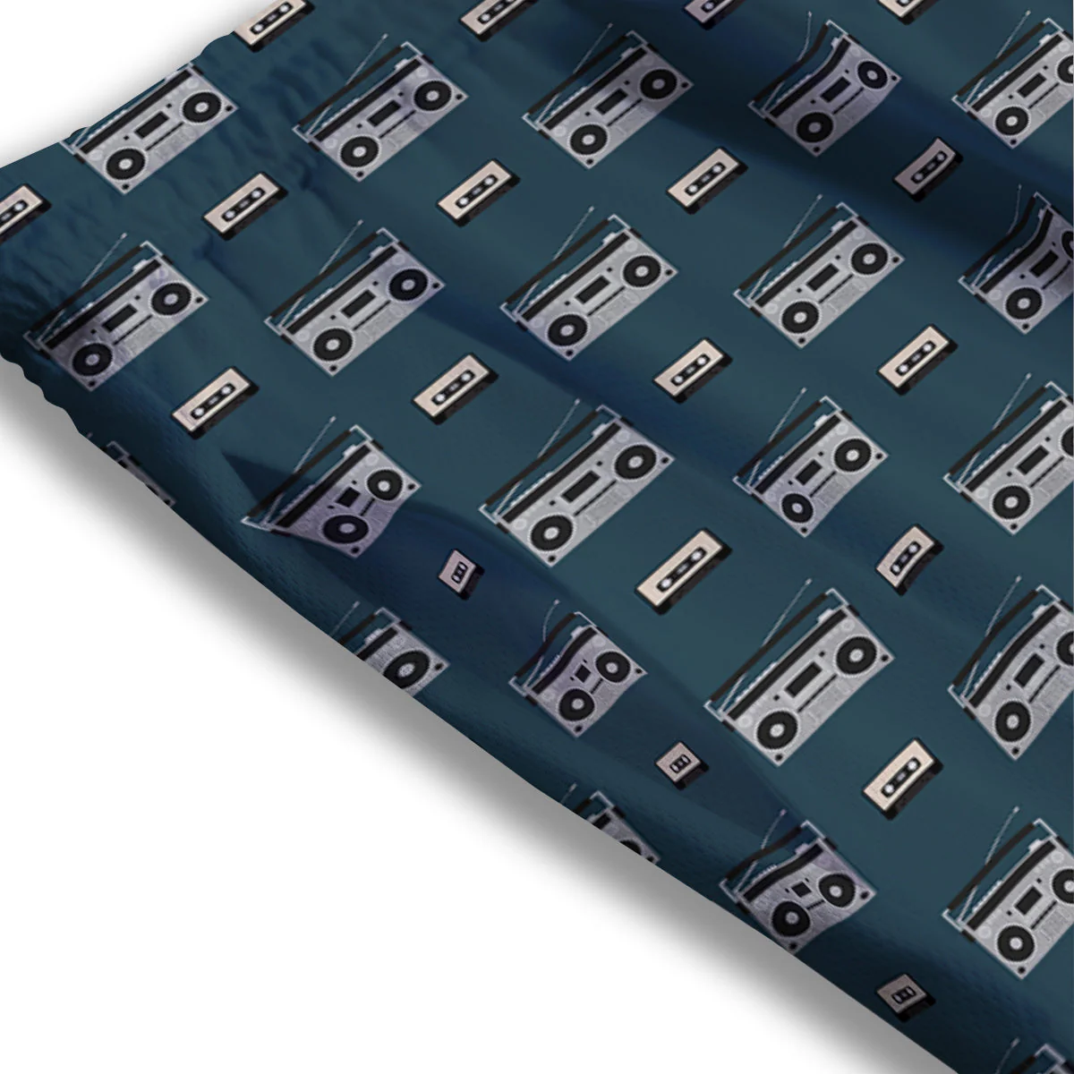 Boombox And Cassette Tape Print Pattern Mesh Shorts - Image 3