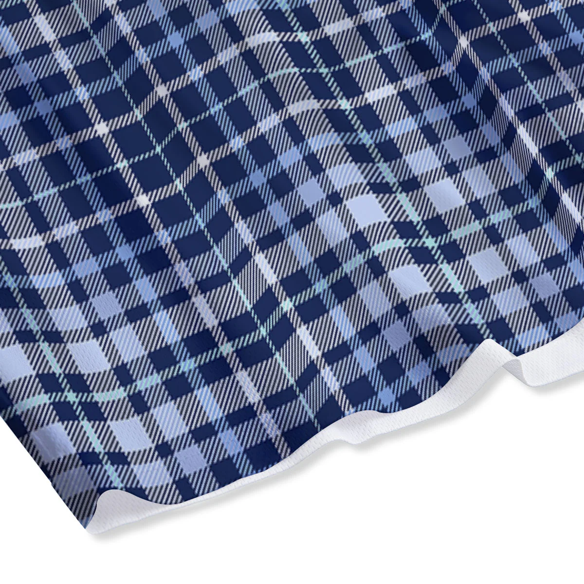 Border Tartan Blue Print Pattern Mesh Shorts - Image 4