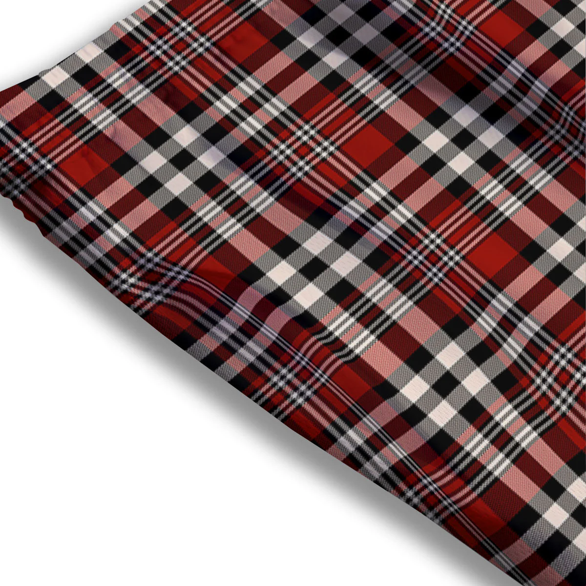 Border Tartan Red Black And White Print Pattern Mesh Shorts - Image 3