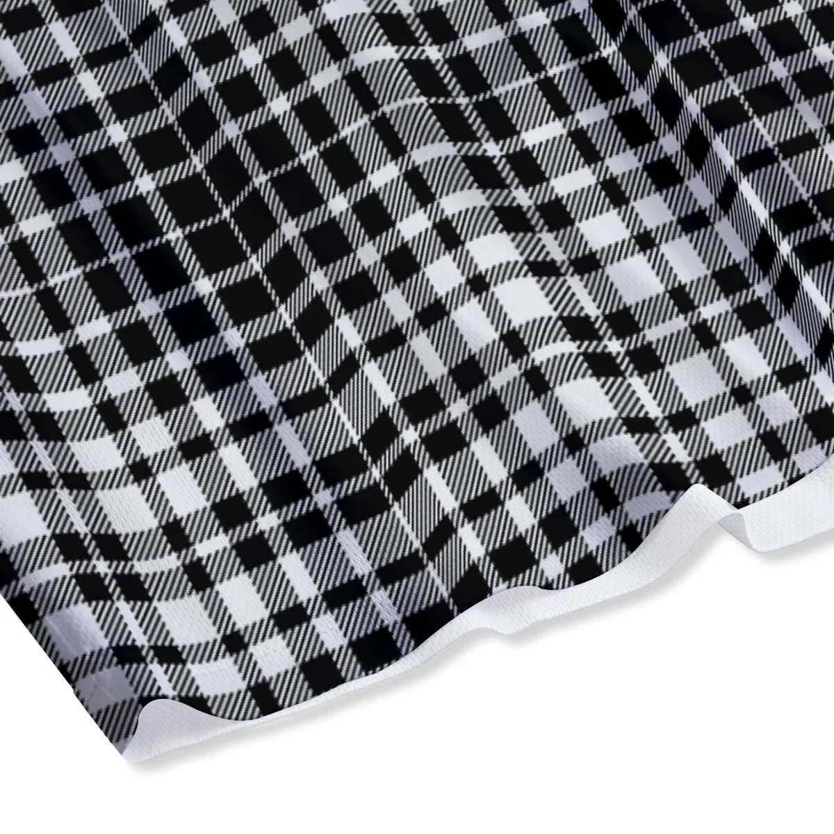 Border Tartan White And Black Print Mesh Shorts - Image 4