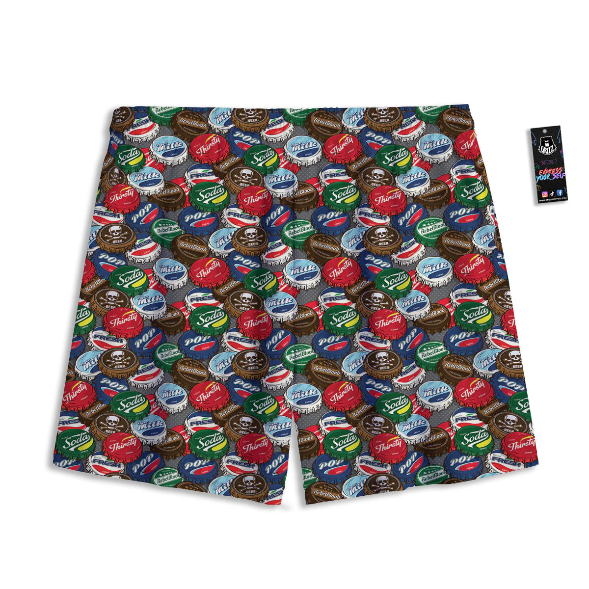 Bottle Caps Print Pattern Mesh Shorts - Image 2