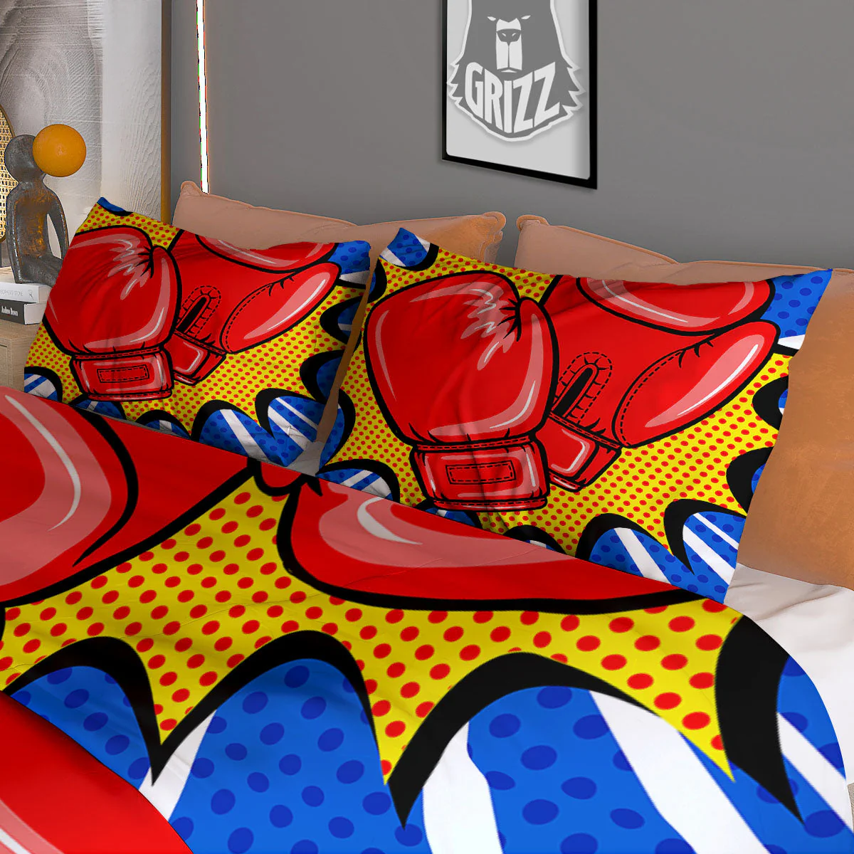 Boxing Gloves Pop Art Print Duvet Cover Bedding Set - Image 3