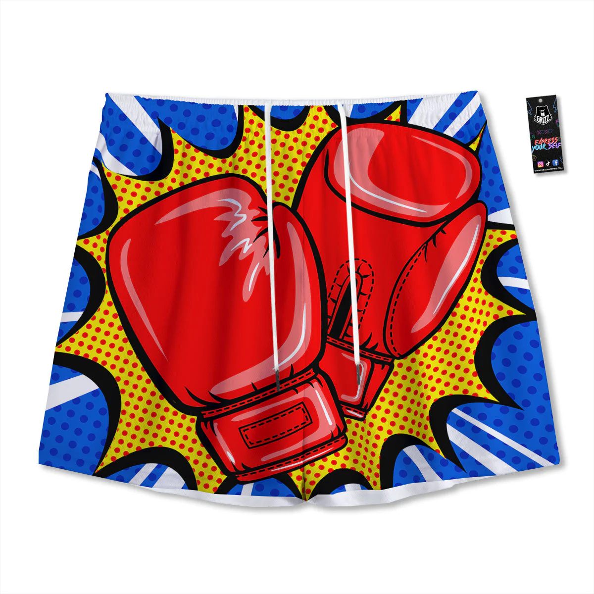Boxing Gloves Pop Art Print Mesh Shorts