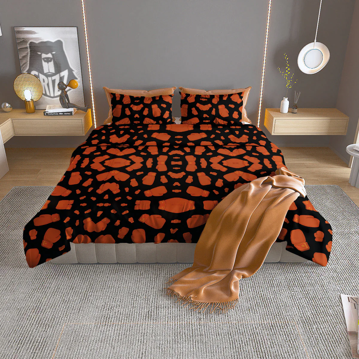 Boxing Gloves Print Pattern Duvet Cover Bedding Set