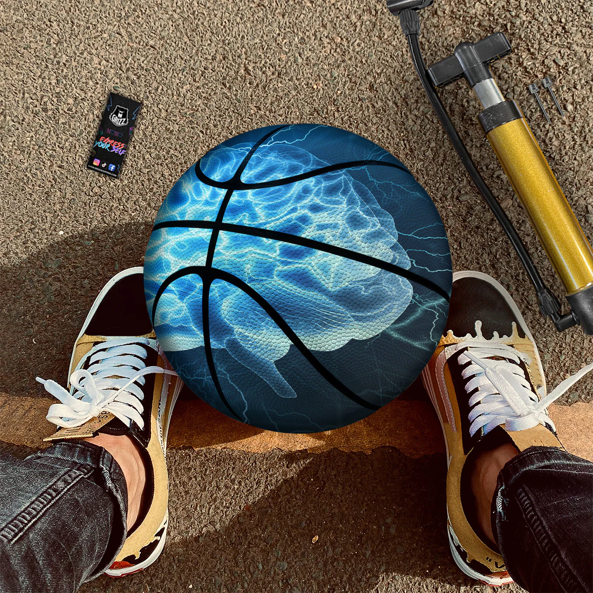 Brain Activity Blue Electrical Print Basketball - Image 3