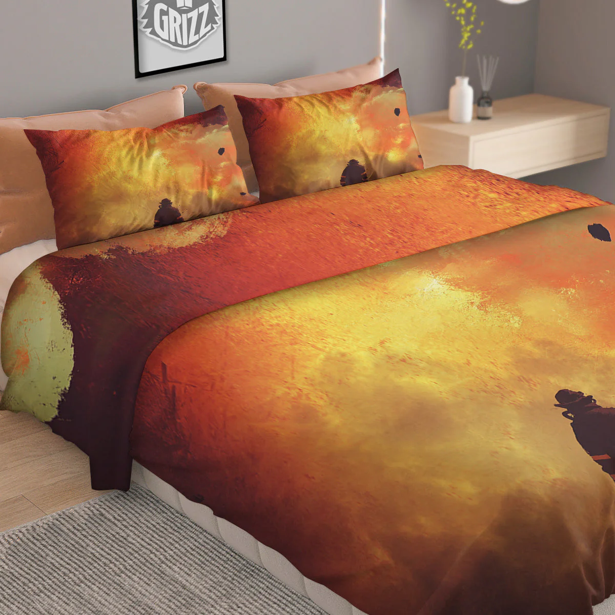 Brave Firefighter In The Fire Print Duvet Cover Bedding Set - Image 2
