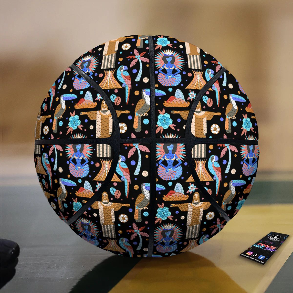 Brazil Symbols Country Print Pattern Basketball