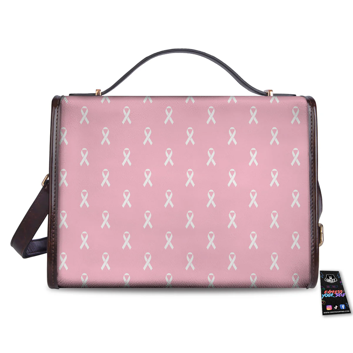 Breast Cancer Pink Pink Pattern Women's Satchel Bag - Image 2