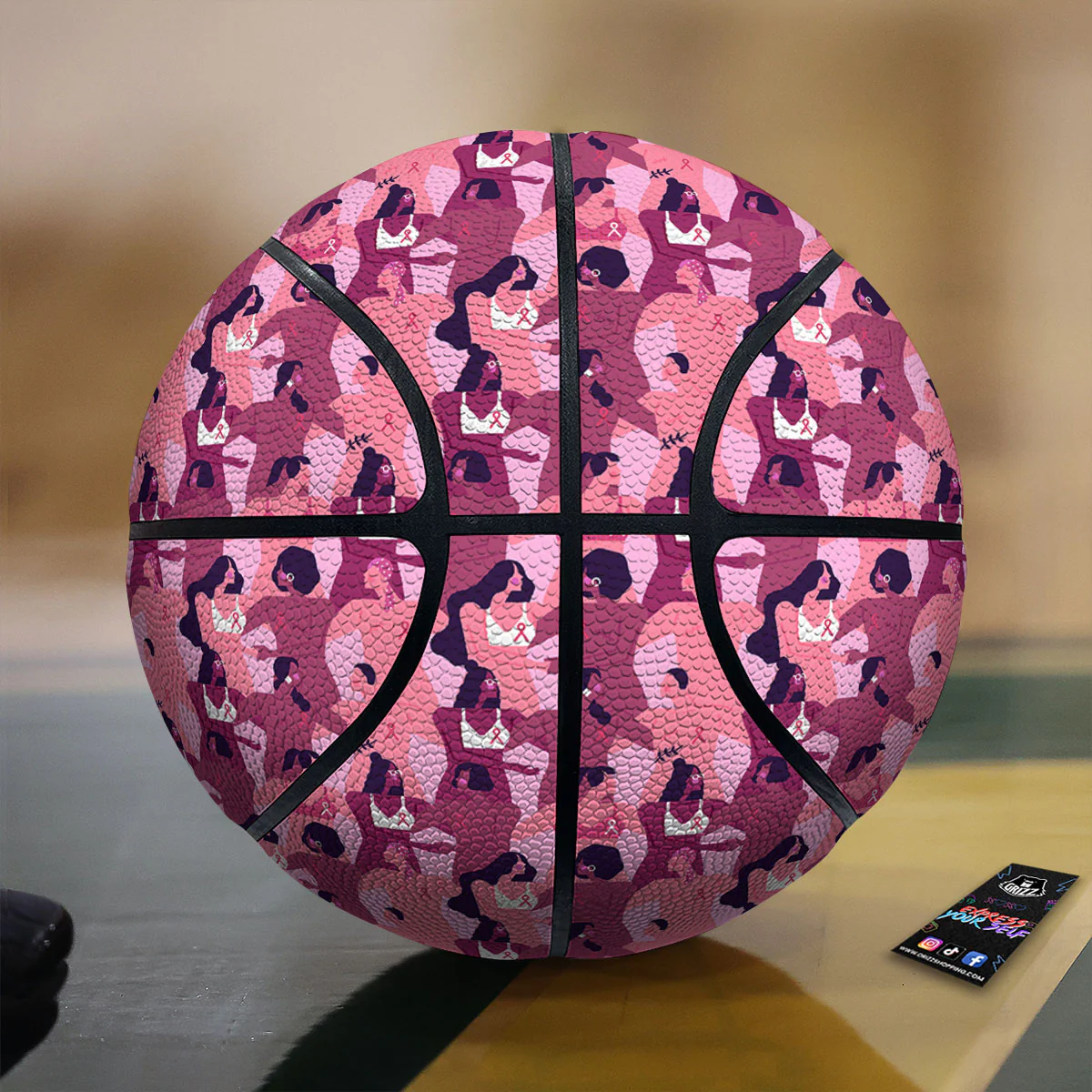 Breast Cancer Pink Print Pattern Basketball