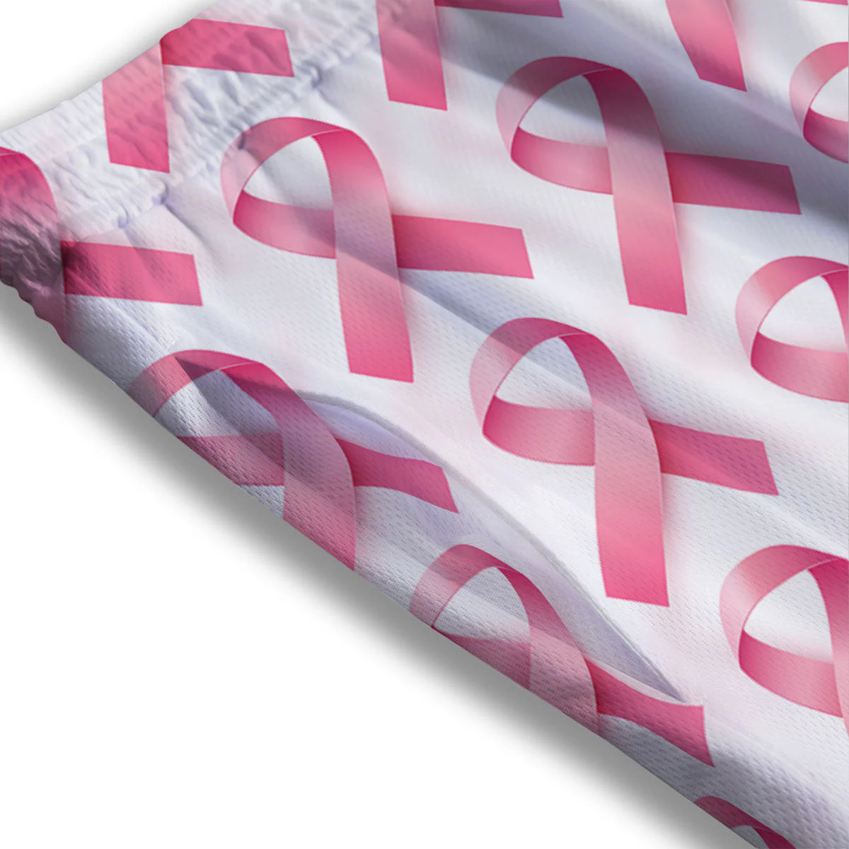 Breast Cancer Pink Ribbon Print Pattern Mesh Shorts - Image 3